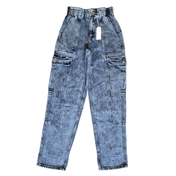 Petra 153 | Acid Wash Cargo Boyfriend Jeans | Size Medium - Picture 3 of 15